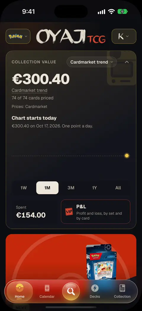 The collection value card with its chart